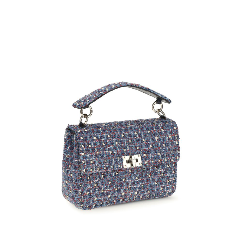 Blue fabric shoulder bag-null