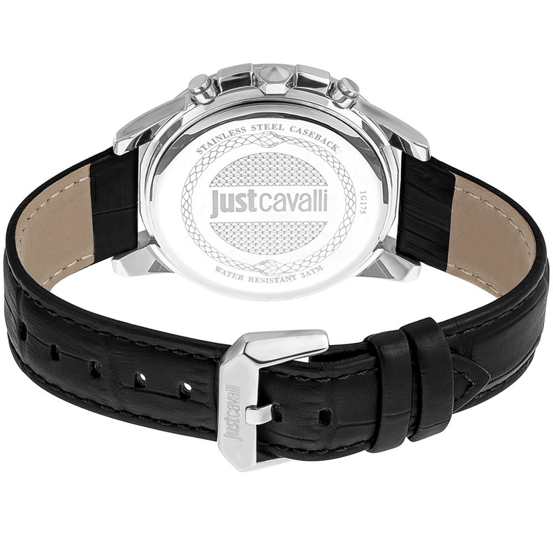 Black leather dress watch-null