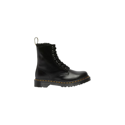 Black leather lace-up boots, Black, medium