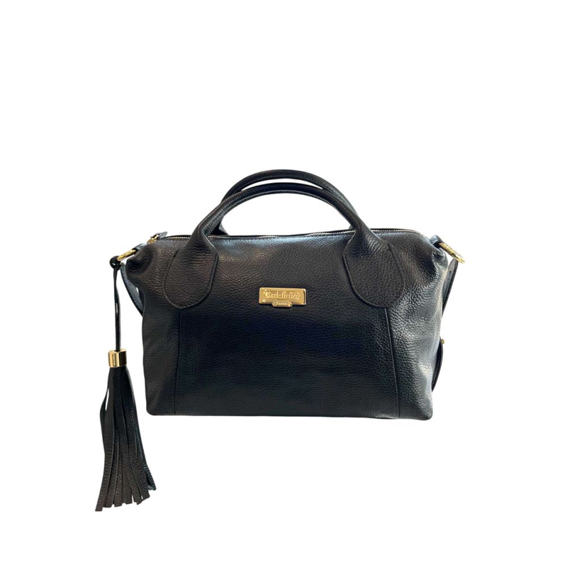 Black leather women handbag-null