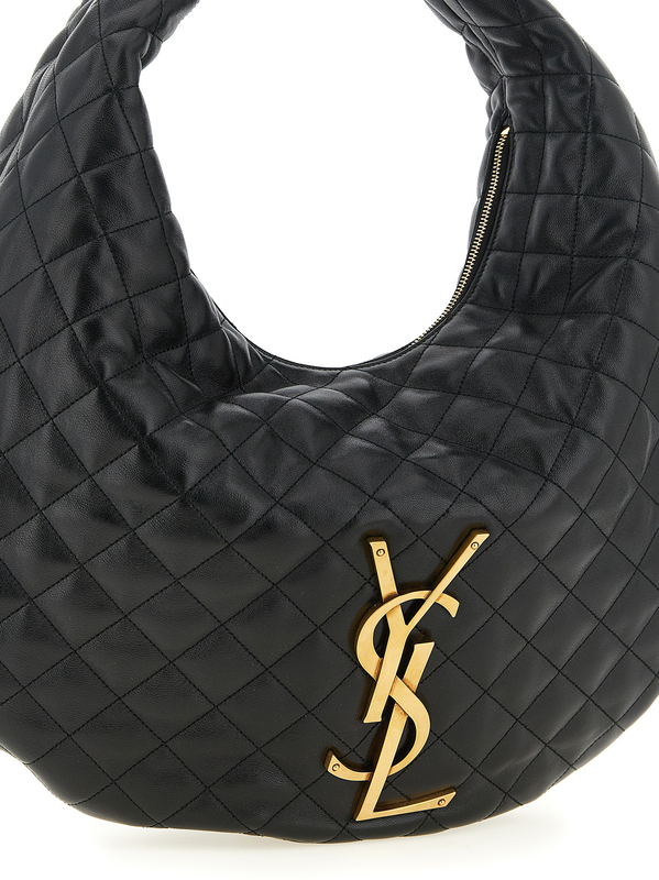 Black lamb leather shoulder bag-null