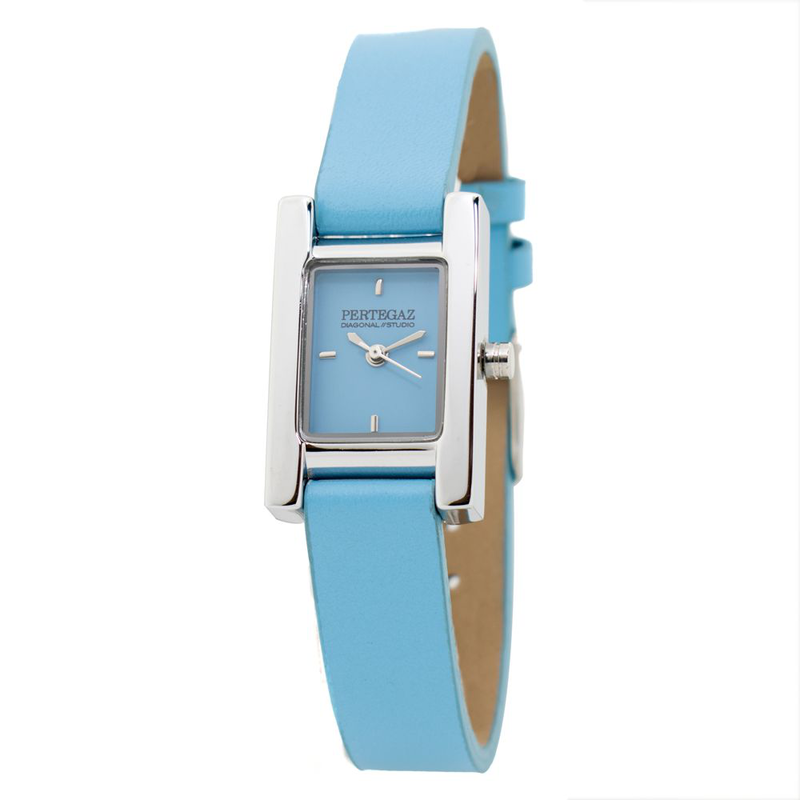 Blue leather dress watch-null