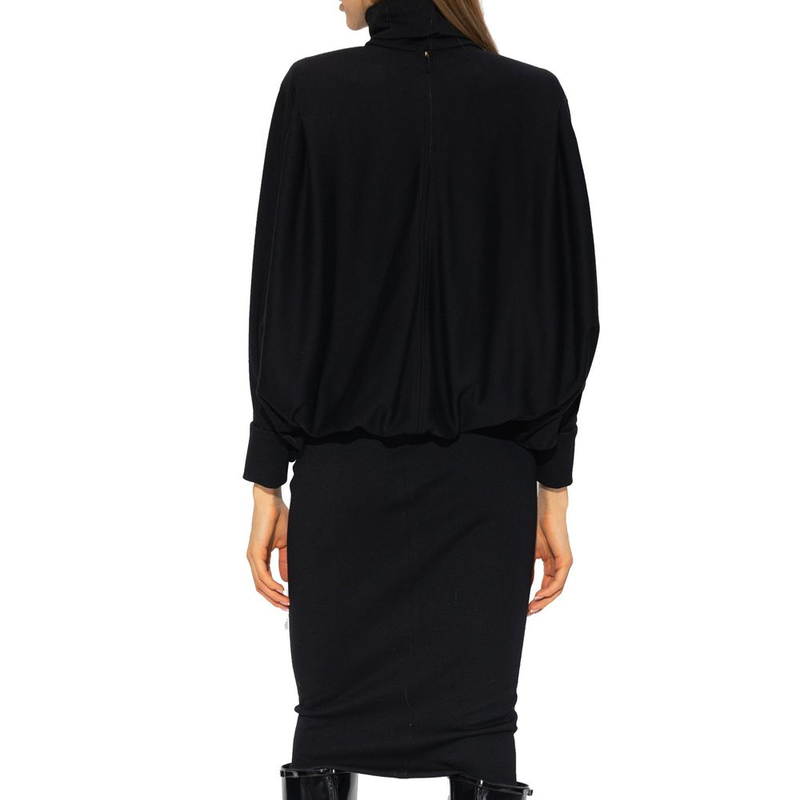 Black wool casual dress-null