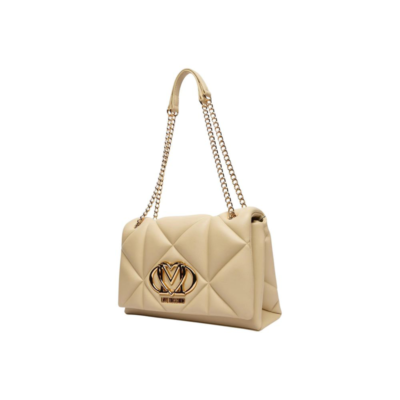 Beige artificial leather handbag-null