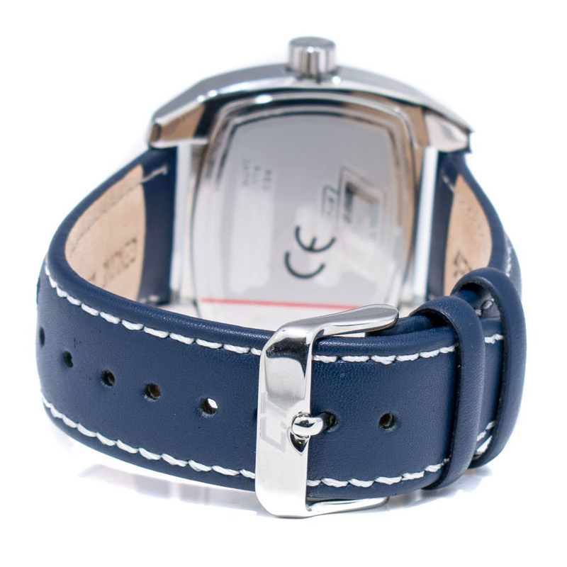 Blue leather dress watch-null