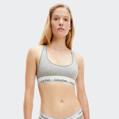 Unlined bralette, Grey, medium
