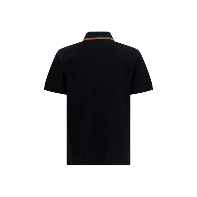 Black cotton polo shirt-null