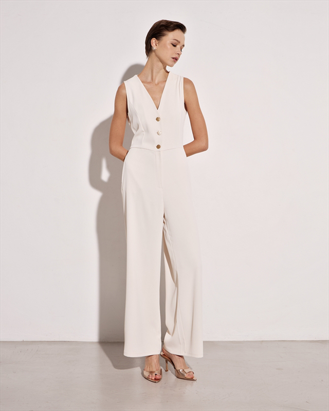 Jumpsuit sleeveless buttons image number null