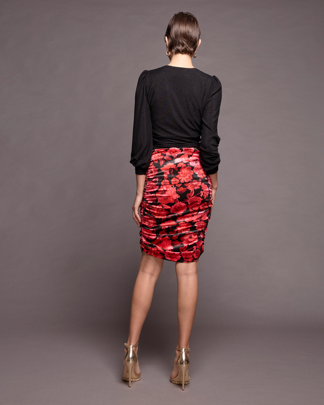 Velvet skirt floral print image number null