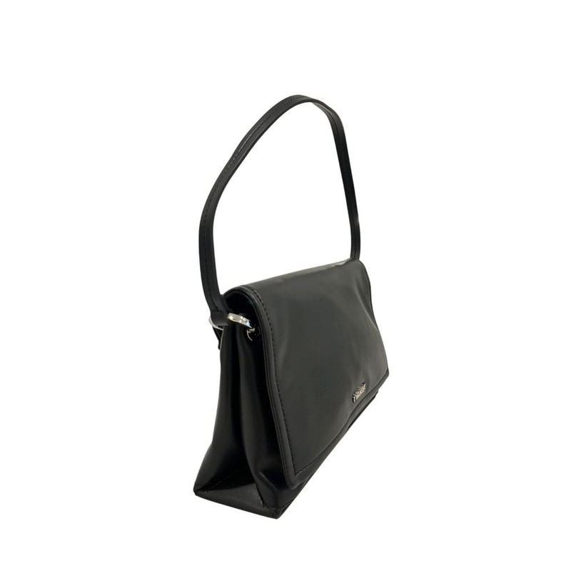 Black pu women shoulder bag-null