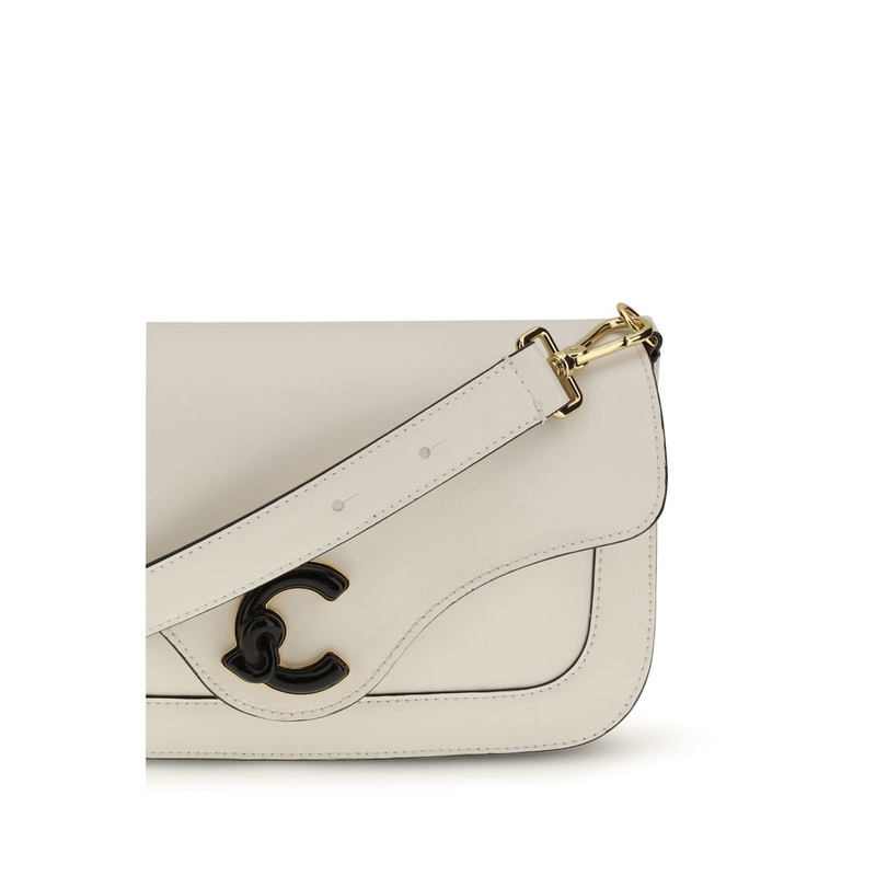 White calf leather bos taurus shoulder bag-null