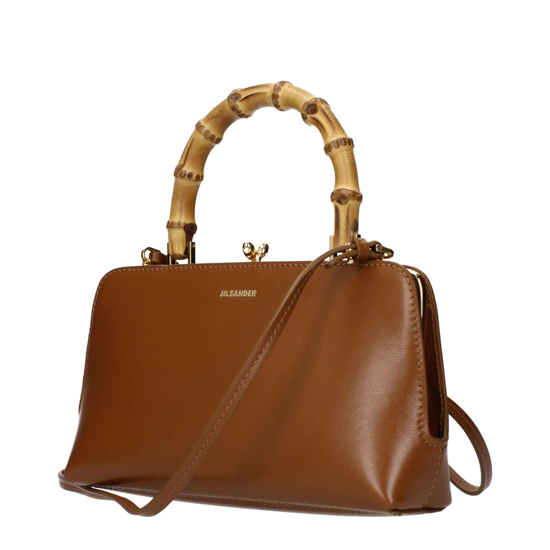 Brown leather handbag-null