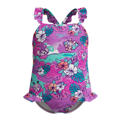 Speedo girl's  learn to swim printed frill thinstrap