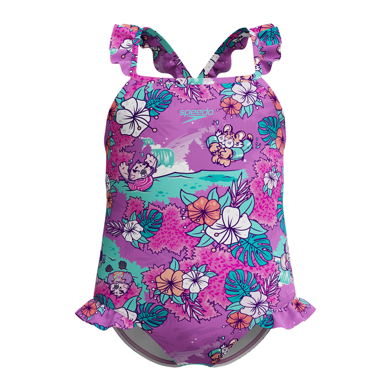 Speedo girl's  learn to swim printed frill thinstrap-null