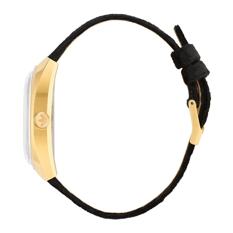 Black leather dress watch-null