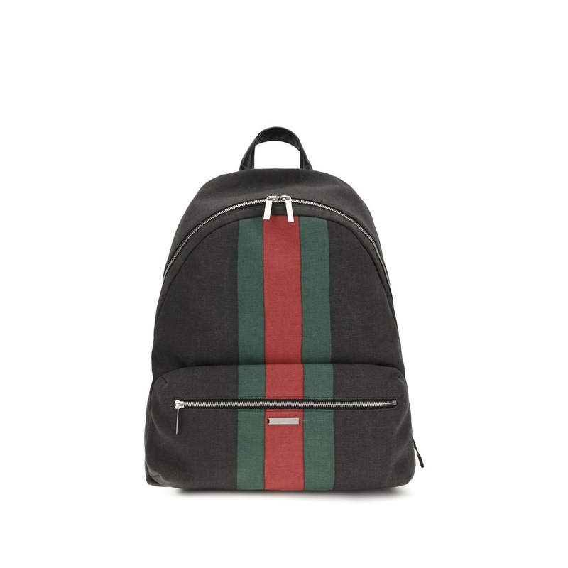 Black fabric backpack-null