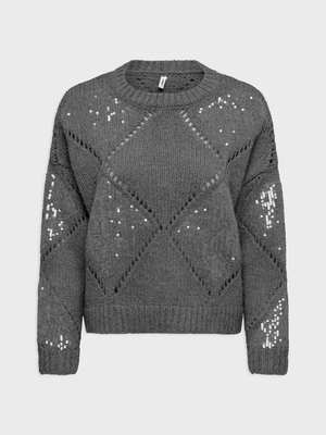 Only kansas life ls sequins knitwear, Grey, medium
