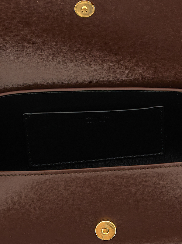 Brown calfskin shoulder bag-null