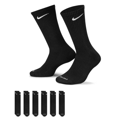 Nike everyday plus cushion crew 6-pairs socks, Black / White, medium