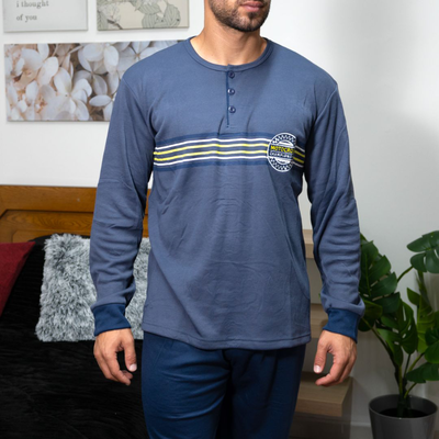 Mens pajamas with stamp #m3304, Navy Blue, medium