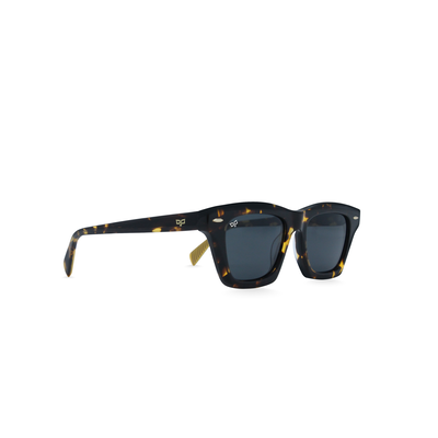 OJO sunglasses square handmade shell brown and yellow frame and temples with grey polarised lenses
