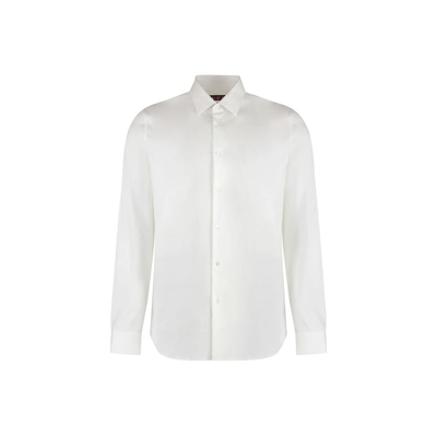 White cotton dress shirt, White, medium