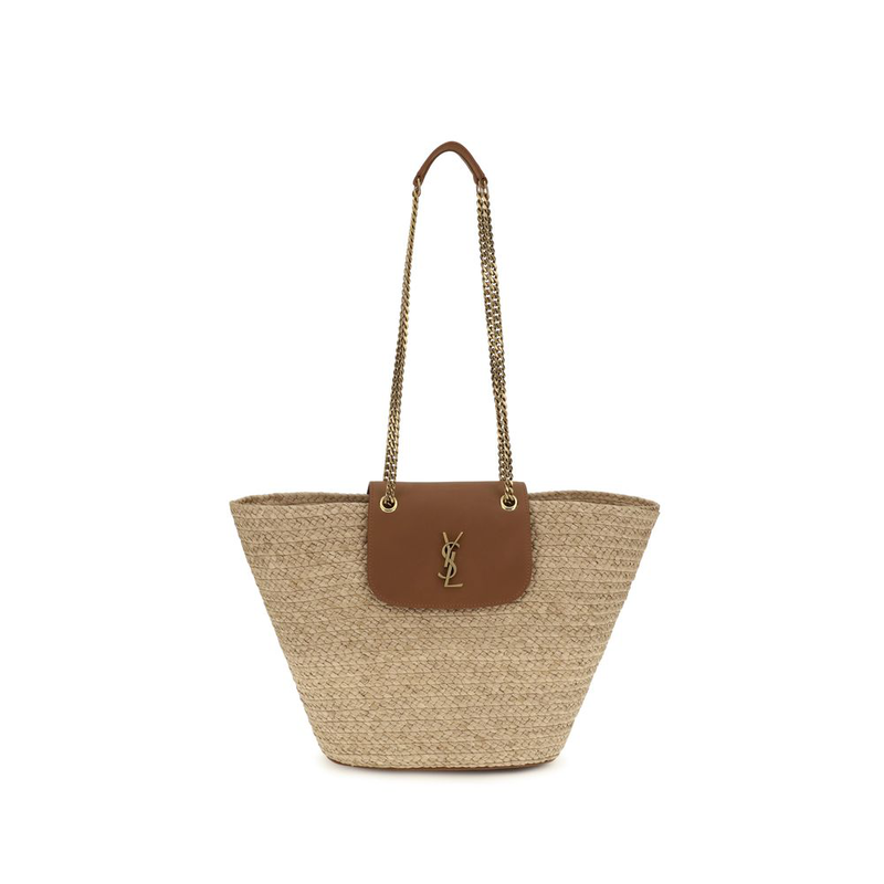 Beige raffia shoulder bag-null