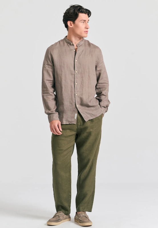 Funkybuddha linen shirt mao-null