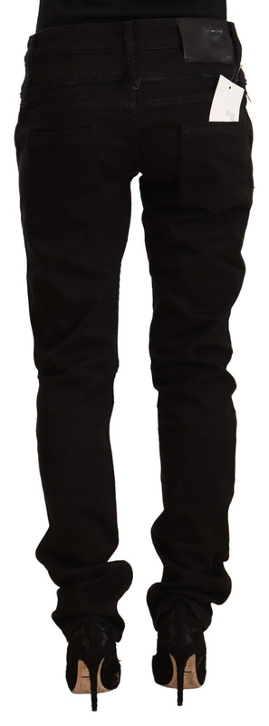 Black low waist cotton stretch denim skinny jeans-null
