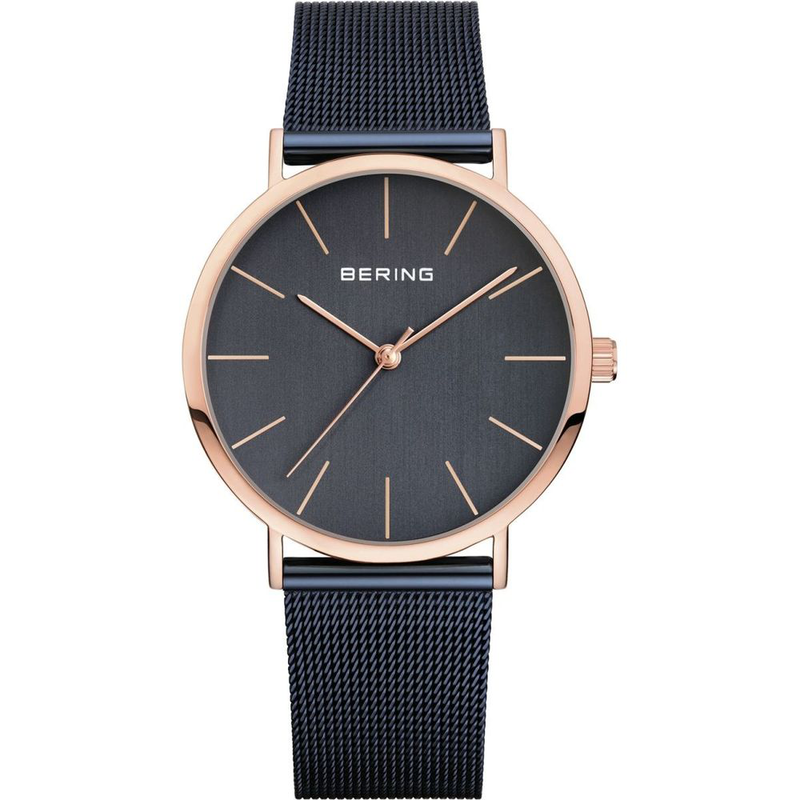 Blue stainless steel dress watch-null