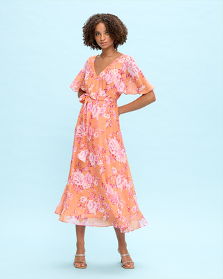 Midi dress chiffon printed