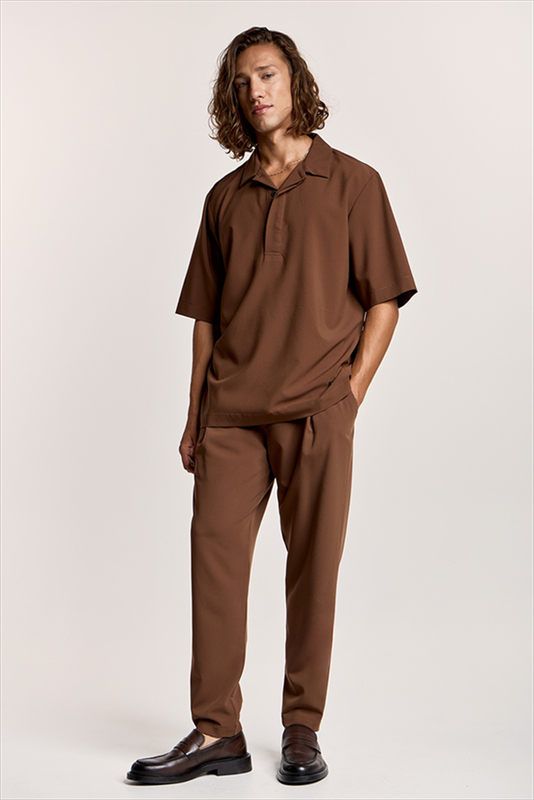 Pcoc 1/4 buttoned collar shortsleeve tee-null