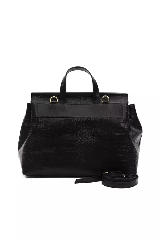 Black leather women shoulder bag-null