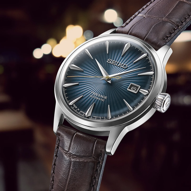 Seiko presage cocktail time 'midnight blue moon' 40.5mm mens watch srpk15j1-null