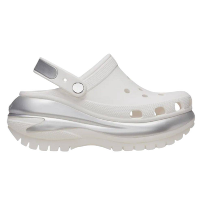 Crocs mega crush metallic clog, White / Silver, medium