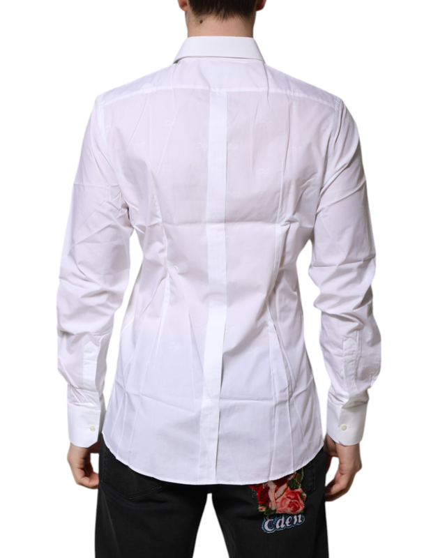 White cotton gold long sleeves formal shirt-null