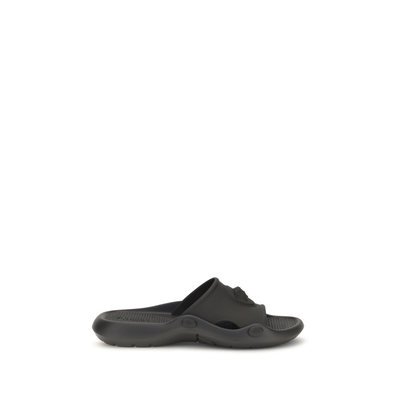 Black rubber sandals, Black, medium