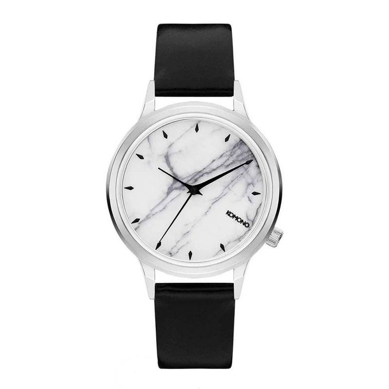 Black leather dress watch-null