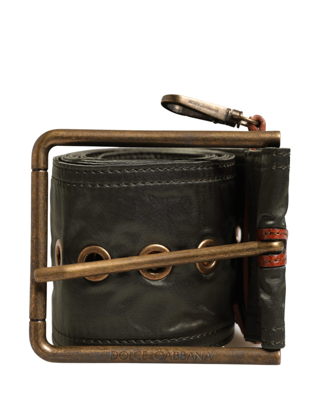 Men black wide leather dg metal buckle belt-null