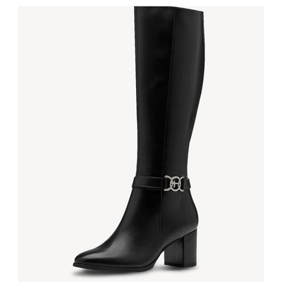 Tamaris women leather boots, Black, medium