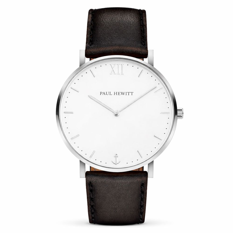 Black leather dress watch-null
