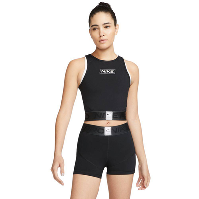 Dri-FIT womens cropped graphic tank, Black / White, medium