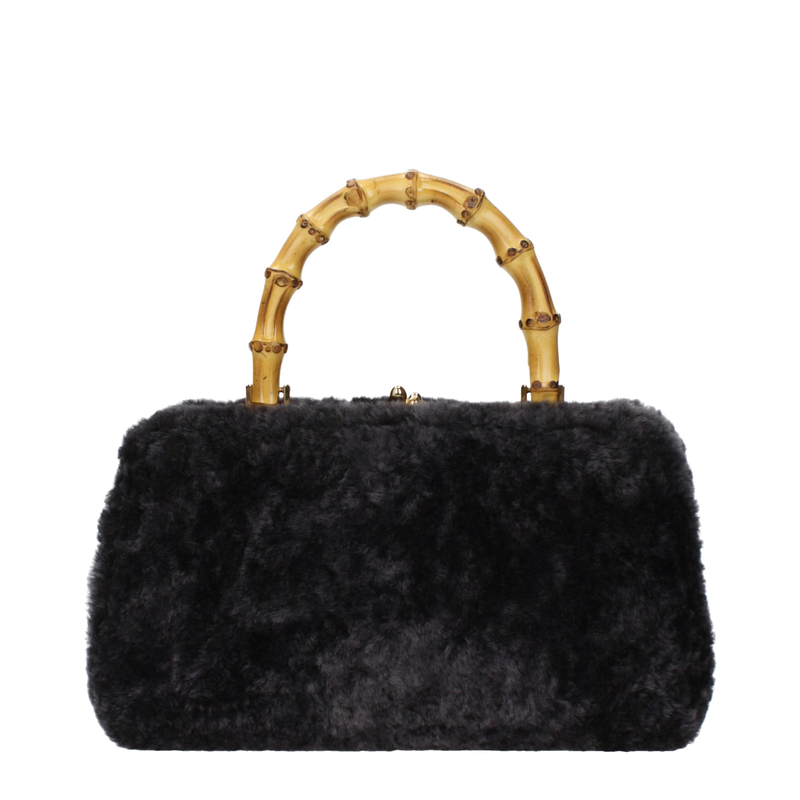 Black fur handbag-null