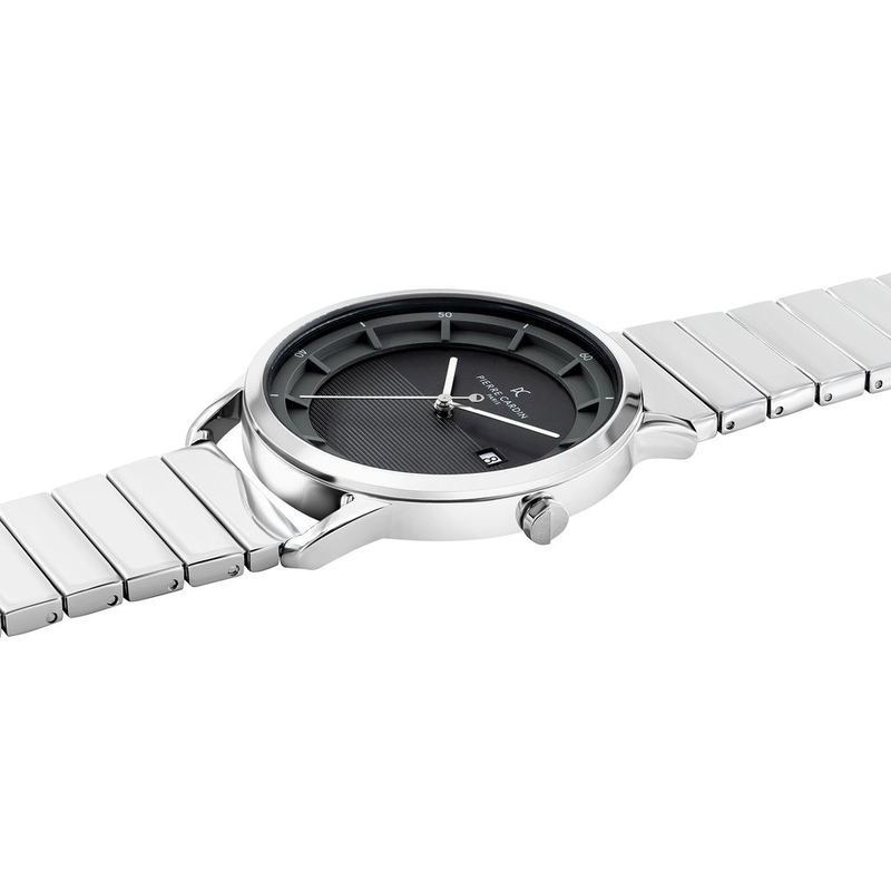 Gray stainless steel dress watch-null