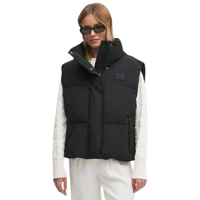 Dkny crop puffy vest, Black, medium