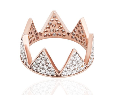Hestia full zircon crown ring, White Zircon, medium