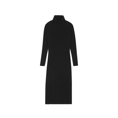 Black cashmere casual dress, Black, medium