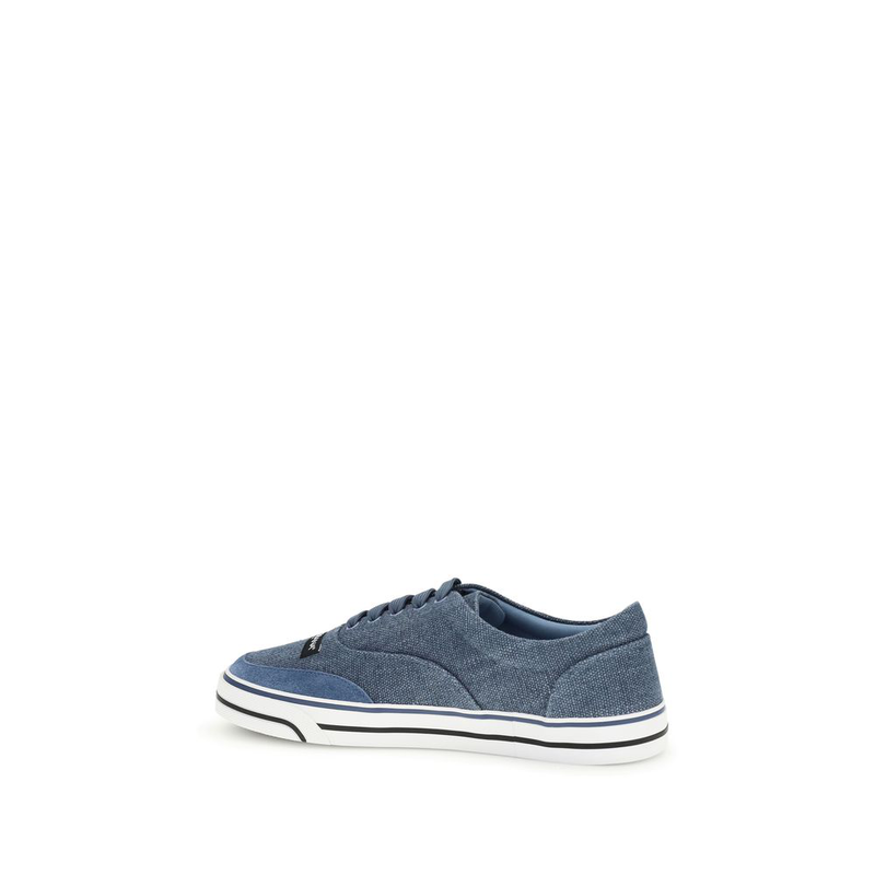 Blue linen low top sneakers-null