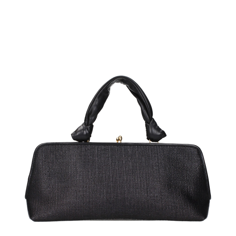 Black raffia handbag-null