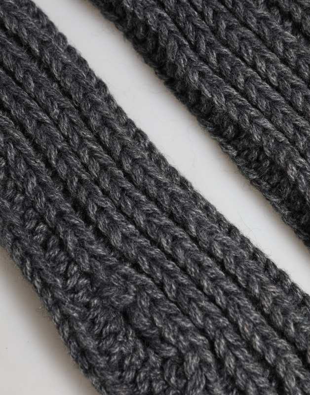 Gray acrylic knitted fingerless arm warmer gloves-null